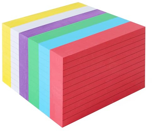 600 Coloured Index Cards 3 x 5 Inch, Ruled Flash Cards for Revision & Study, Neon Note Cards in 6 Assorted Colours, Learning, Exam Prep, School, College, Office and Home Use