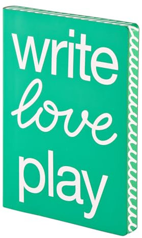 Nuuna Notizbuch A5+ | Graphic L - Write Love Play | 3,5 mm Punktraster | 256 nummerierte Seiten | 120 g Premium-Papier | Leder grün | nachhaltig produziert in Deutschland