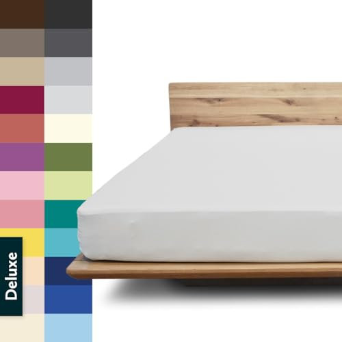 JONA SLEEP® Spannbettlaken Deluxe Hotelqualität – 100% Baumwoll-Jersey, 240 g/m² – elastisch & faltenfrei – Made in Austria – Chrom, 140–160 x 200–220 cm