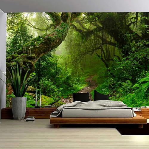 Skcess Telo da parete e arazzo con foresta, grande paesaggio verde decorativo per camera da letto, 260 x 240 cm