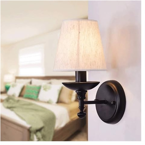 Ksowjdk Applique Murale encastrée, Abat-Jour en Tissu, luminaire Mural d'intérieur, éclairage Domestique rétro en métal forgé E14, Salon Compatible avec Couloir, Balcon, allée, Chambre à Coucher, ch