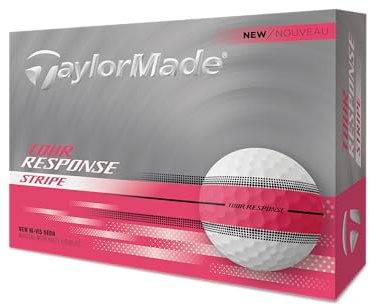 TaylorMade 2025 Golf Tour Response Stripe White/Pink Golf Balls