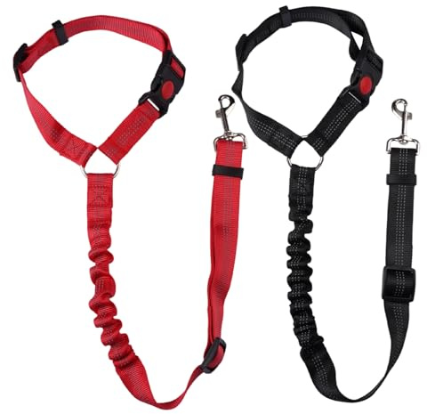2 Pezzi Cintura di Sicurezza Cane Auto, Guinzaglio Auto per Cane con Assorbimento degli Urti, Regolabile Cintura Di Sicurezza