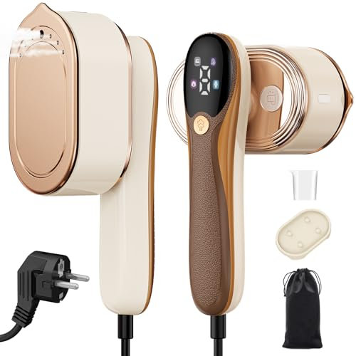 QEANY Steamer 1200W Ferro da Stiro Verticale,Mini Ferro da Stiro Girevole,2 in 1 Ferro da Stiro da Viaggio con serbatoio dell'acqua da 110 ml,per Casa,Ufficio e Viaggi,Adatto