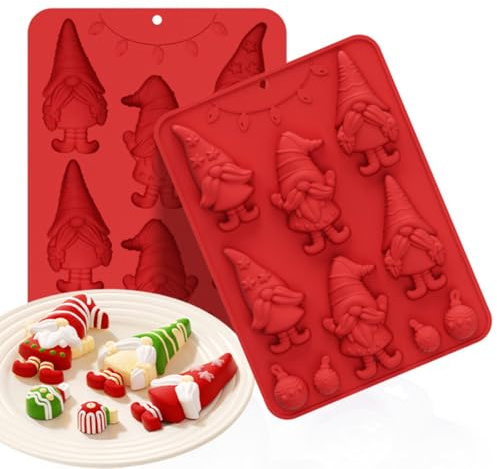 PTaizjjz Jul chokladformar silikon, 3D tomte silikonform, godis gummiformar för gör-det-själv gummi gelé choklad godis kakor dekorationer