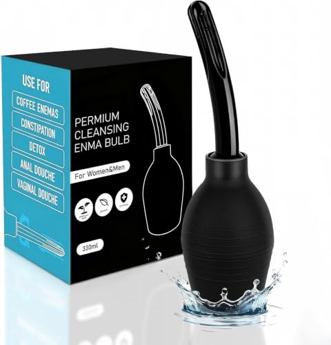 Douches for Men Enema Kit - 310ml Enema Bulb Douches for Women, Enemas at Home for Cons*tipation, Vaginal Douche Ideal for Daily Care & Travel(Black)