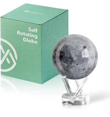 MOVA Globe - Moon Classic (4,5) | Globo lunar giratorio alimentado por la luz | No se necesitan baterías | Decoración o regalo único de escritorio