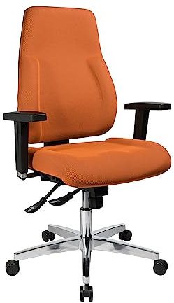 Topstar PI99GBC4 P91, Bürostuhl, Schreibtischstuhl, breiter Muldensitz, inkl. höhenverstellbare Armlehnen, Konturpolsterung, Bezug orange