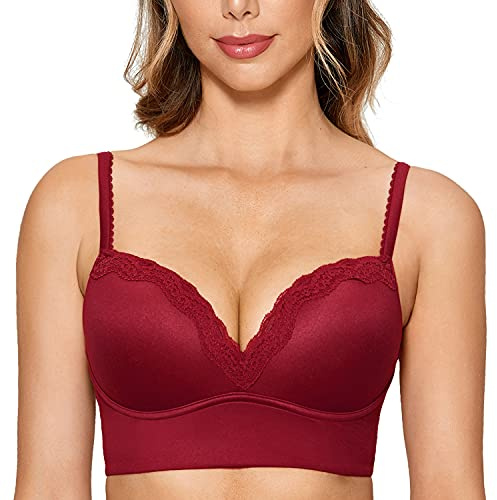 DOBREVA Dam Push Up-bh med bygel och vaddering i spets Cerise 85D