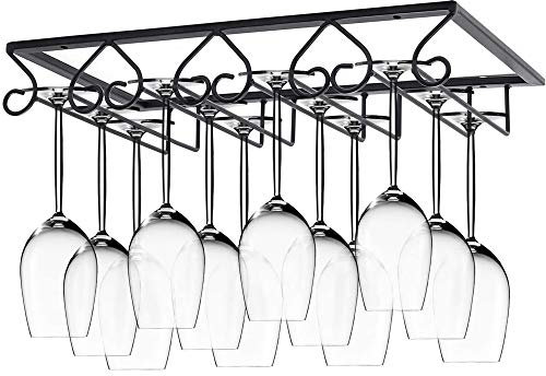 SDFSD - Soporte de cristal colgante, soporte para copa de vino, soporte para vidrio, soporte de copa de vino de metal duradero, con 4 tornillos, para uso en el bar, armario de vino, cocina (4 ranuras)