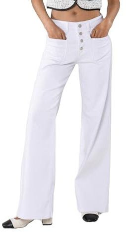 Nina Carter Flared Bootcut Jean pour Femme Taille Haute Évasé Vintage Effet Usé Stretch