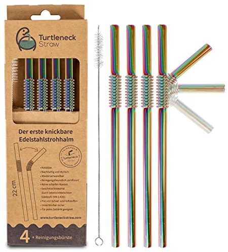 KNYG | DER EINZIGE 𝗕𝗜𝗘𝗚𝗦𝗔𝗠𝗘 Edelstahl Strohhalm | Patentiert & Hygienezertifiziert | Metall Strohhalm wiederverwendbar, Trinkhalme, Metallstrohhalme