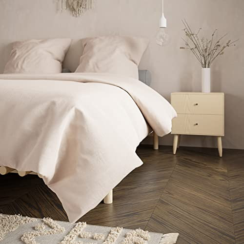Bobby's Bedware Microfaser Bettwäsche | Bettdecken + Kopfkissenbezug aus hochwertigen Microfasern | In Altrosa, Beige, Anthrazit, Hellgrau & Offwhite(weiß) (135 x 200 cm | 80 x 80 cm, Beige)