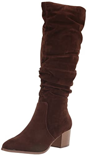 Amazon Essentials Bottes Hautes À Talons Carrés Femme, Brun Caramel Foncé, 38.5 EU Large