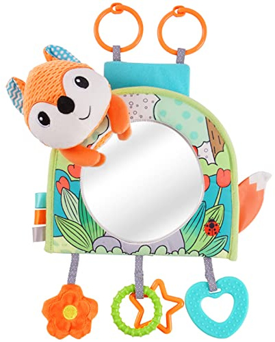 Koty Infant Car Seat Toy - Kick and Play Activity Center with Mirror, Teether and Crinkle Paper, Fun Travel Baby Toy for Rear Car Seat, Easier Drive with Newborns, Babies