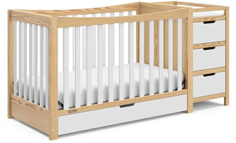 Graco Remi 4-in-1 Convertible Crib & Changer, Natural and White