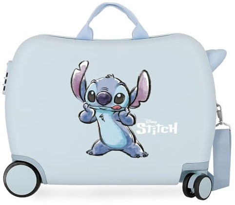 Disney Stitch Naughty make a face Valigia per bambini blu 50x38x20 cm ABS rigido Chiusura a combinazione laterale 34L 1,8 kg 4 doppie ruote bagaglio a mano