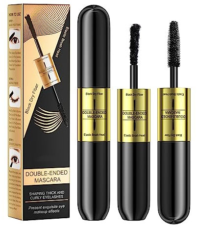 Mascara fibre de soie 4D,Silk Fiber Volume Mascaraa,mascara 2 en 1 pour un allongement naturel, Allongement de cils extra long et mascara volume des cils Imperméable à l'eau et Anti-taches,Noir