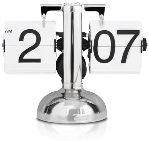 HERCHR Flip-Schreibtischuhr, Retro-Digital-Flip-Down-Uhr, Retro-Minimalist-Einfuß-mechanische Auto-Flip-Uhr, Tischuhr Mit Digitalanzeige Für Das Wohnzimmer zu Hause(Weiss)