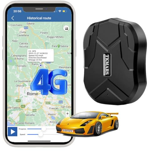 TKMARS 4G Mini-GPS-Tracker GPS Tracker mit SIM Karte mit Mehreren Alarmen,Langer Lebensdauer,Stark Magnetisch und Wasserdicht