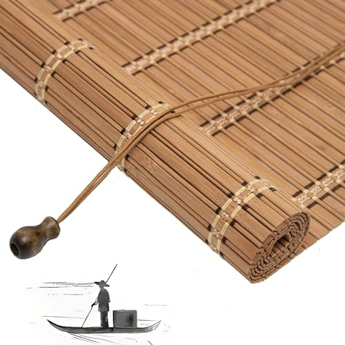 Sh000ad Persiana de Bambú Enrollables,Estor Bambú Natural para Interior y Exterior,Cortinas Opacas,Parasol para Balcón,Estores para Ventanas,Jardín,Patio,Personalizado,Ancho x Alto (45cm x 200cm)