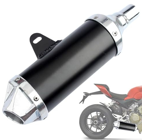 Silenziatore Scarico Moto Alta Prestazione - Diametro 28mm - Adattamento Universale per Moto, Scooter, ATV - Tubo Finale Modificato Nero e Argento - Riduzione Rumore