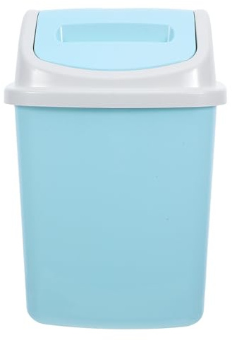 ADOCARN Papelera de Plástico Rectangular de 4.8l con Tapa Abatible, Diseño Estrecho para Espacios Pequeños, Cierre Automático y Fácil Movilidad Adecuado para Dormitorios y Oficinas