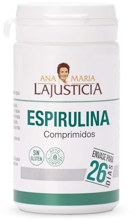 Ana Maria Lajusticia - Espirulina – 160 comprimidos fuente de proteínas, vitaminas y minerales. Detox y saciante. Apto para veganos. Envase para 26 días de tratamiento.