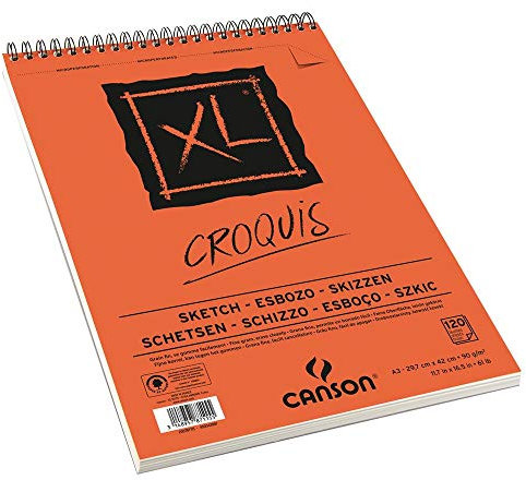 Canson XL Block Skizzen- und Zeichenpapier/787115 A3 natürlich weiss 90 g/qm Inhalt 120 Blatt