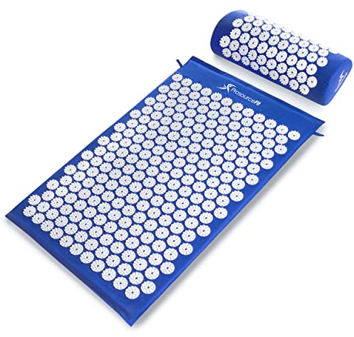 ProsourceFit Acupressure Mat and Pillow Set for Back/Neck Pain Relief and Muscle Relaxation, Blue