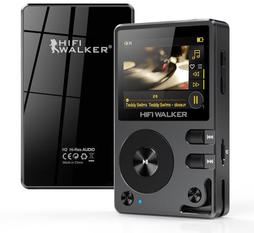 HIFI WALKER H2 MP3 Player mit Bluetooth 5.2, DSD DAC Hi-Res FLAC Player Verlustfreier Musikplayer, Tragbarer Digitaler Audioplayer mit 64GB Speiche, erweiterbarem Speicher auf bis zu 256 GB
