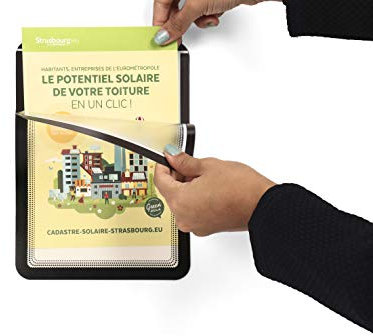 Tarifold 194947 - Lot de 2 Cadres d'Affichage Magneto Magnétique, Pochettes Affichage A5 pour Photos et Documents, Dos Entièrement Magnétique, Cadre Couleur Noir - (Lot de 2)