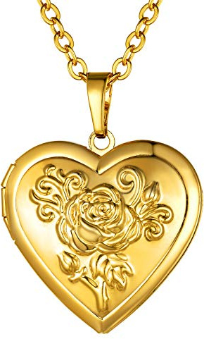 GoldChic Joya para Foto Guardapelo Oro de Corazón, Camafeos Relicarios para Foto