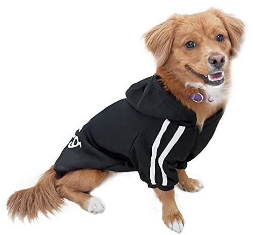 Eastlion Ropa Perro,Cálido Sudadera con Capucha para Perros Algodón Suéter Chaqueta Abrigo Costume Pullover para Mascota Pequeño Perro Gato (Negro,M)