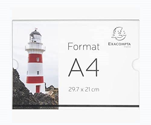 Exacompta - Réf. 84858QD - 1 pochette murale A4 horizontale pour afficher les photos ou documents - (vissable et collable) - en PMMA (acrylique) très haute transparence - Couleur cristal