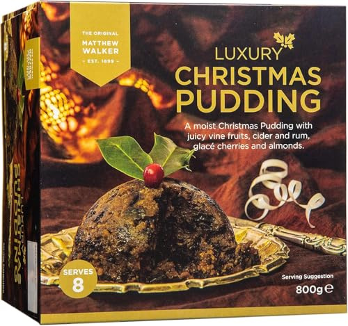 Matthew Walker Festive, Luxury Christmas Pudding 800 g (Pack of 1) – A Traditional Vegetarian Recipe Since 1899, Rich And Moist With Indulgent Flavour, Perfect For Family Gatherings And Gifting