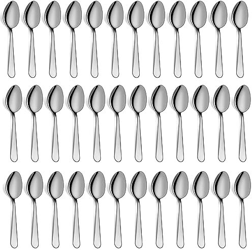 Teaspoons Set of 36, 6 inch Stainless Steel Tea Spoons, Food Grade Cutlery Spoons Set for Tea, Coffee, Use for Home, Kitchen, Restaurant, Dishwasher Safe