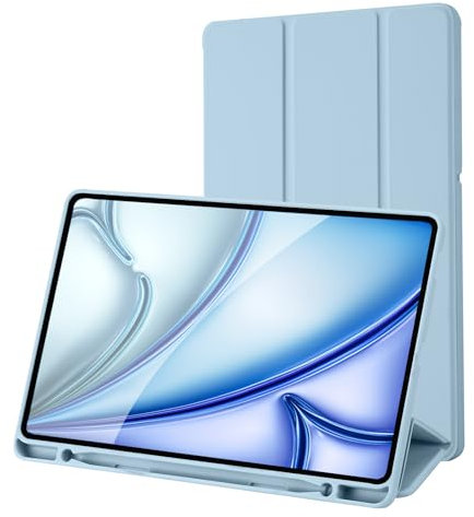 Hülle Kompatibel mit Samsung Galaxy Tab S6 Lite 10.4 Zoll 2024/2022/2020, SM-P620N/P625N/P610/P613/P615/P619, Hülle mit Stifthalter, Trifold Ständer Schutzhülle, Auto Schlafen/Wachen, Hellblau