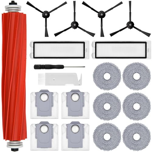 Zubehörset für Roborock Qrevo Saugroboter, oGoDeal 4*Staubbeutel 1*Main Rollbürste 4*Seitenbürsten 2*Filter 6*Mopp Wischtücher, Ersatzteile Zubehör