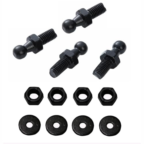 TOOMYAUTO 10mm M6 Ball Stud Bolts Screw Gas Spring Mounting Bracket Ball Ended Bonnet for Lift Support Strut Shocks Ball Joint Thread Ended Fitting Universal with Hardware, Set of 4