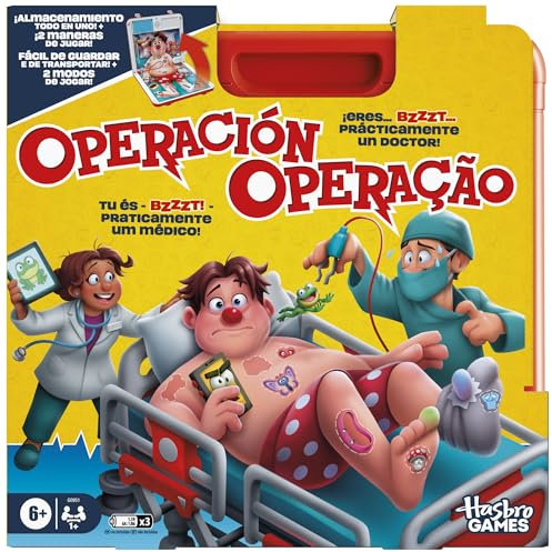 Juego de Mesa electrónico Operación con Estuche Todo en uno - Versión español-portugués