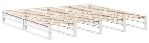 vidaXL Solid Wood Bed Frame Bed Frame Wooden Bed Bedroom Pallet Bed Double White 180 x 200 cm Pine