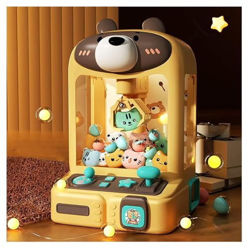 TYBEITAO Machine a Pince Bonbon avec Lumières Et Musique,30 Peluches Et 10 Gashapons ， Machine à Bonbons Cadeaux pour Adultes Filles Garçons,Bear