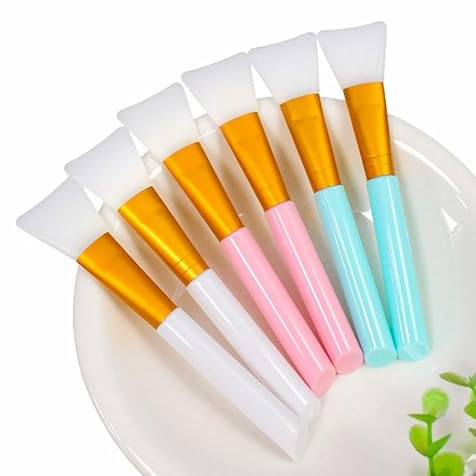 Wopanxye 6-pack silikon ansiktsmask sminkborstar, ansiktsmaskborstspatlar, hudvård skönhet applikator borste, mjuk kosmetisk lera gel kräm pulver mask gör-det-själv extraktor verktyg, vit, blå, rosa