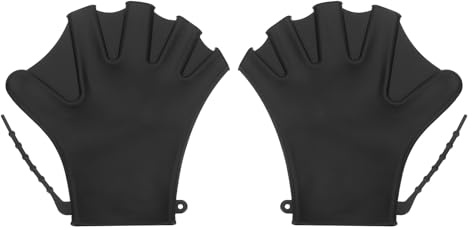 PATIKIL 8 Inch Swim Gloves, 1 Pair Silicone Swimming Gloves for Men Women Adults Water Resistance Training Diving Snorkeling, Black