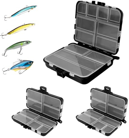 yqdnboi 3 scatole da pesca, trasportabili, scatola da pesca, scatola da pesca, scatola per esche da pesca 2 in 1, scatola per accessori da pesca, scatola per wobbler, scatola per esche da pesca
