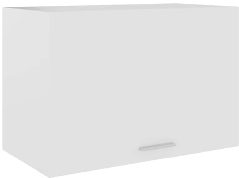 Owoxanthellate Lione - Armadietto pensile bianco, 60 x 31 x 40 cm, in legno, moderno, con porta a battente e ripiano, robusto e salvaspazio, per cucina, corridoio, soggiorno