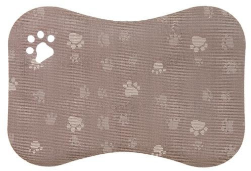 Comart - Tappetino Sottociotola Doggy - 40x60 cm - Tappeto in PVC per Cani e Gatti - Impermeabile - Antimacchia - Antiscivolo - Lavabile - Proteggi Pavimento contro Cibo e Acqua - Zampette Beige