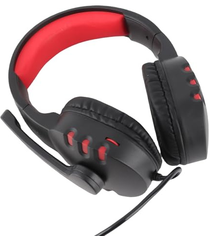 EIMSOAH Justerbart Pannband Trådbundna Spelhörlurar med Mikrofon, Volymjustering över örat Headset för Stationära Datorer, Bekvämt Datorheadset för Att Spela Spel, Plastmaterial