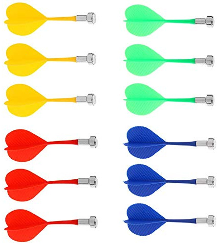 POFET 12 st magnetiska dartpilar säkerhet ersättning dartpilar inomhus spel måltillbehör 4 färgblandning